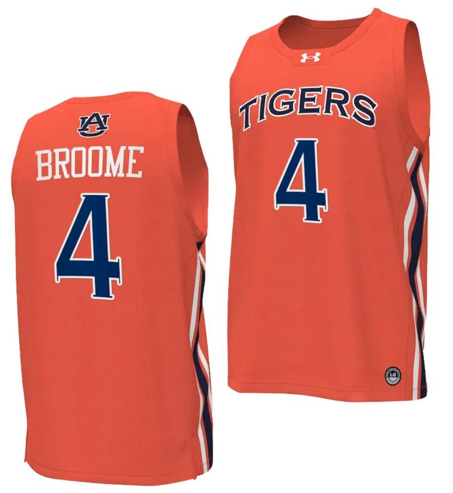 Johni Broome Jersey 4 Auburn Tigers College Basketball Replica Orange