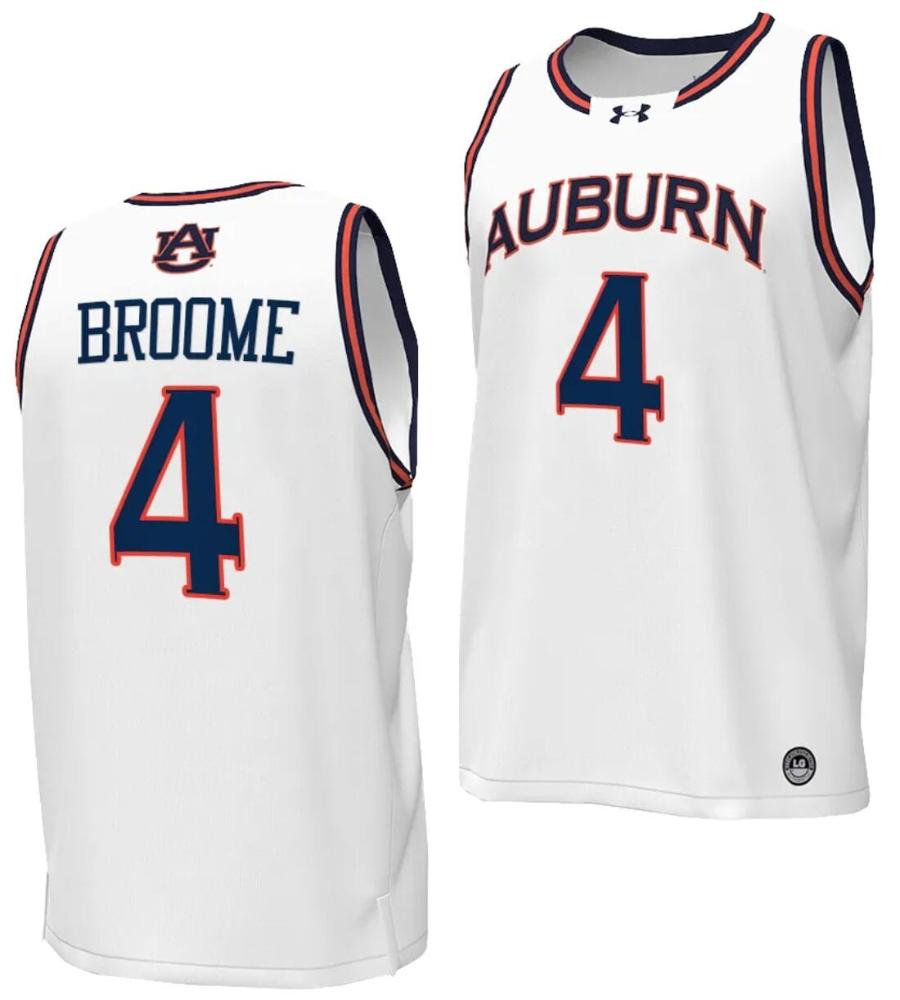 Johni Broome Jersey 4 Auburn Tigers Replica College Basketball 2023 24 White