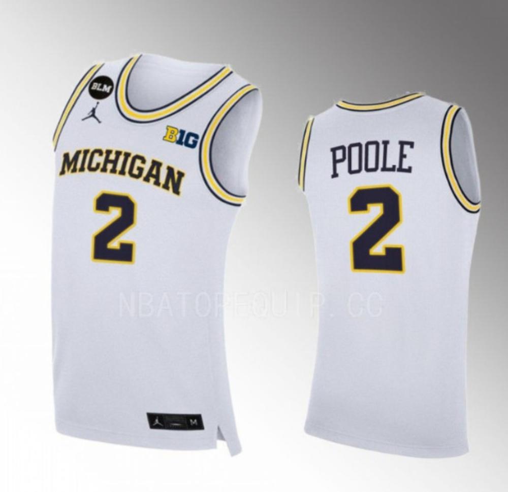Jordan Poole 2 Michigan Wolverines College Basketball White Jersey