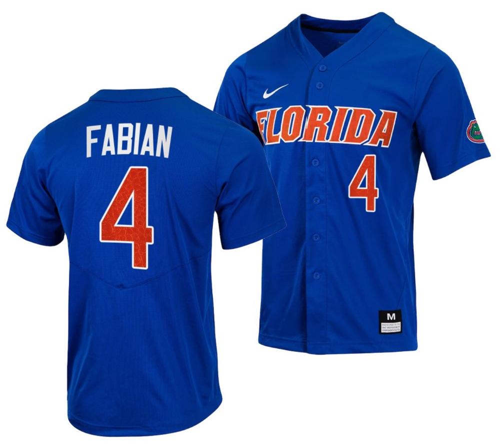Jud Fabian Jersey Florida Gators College Baseball Full button Royal 4