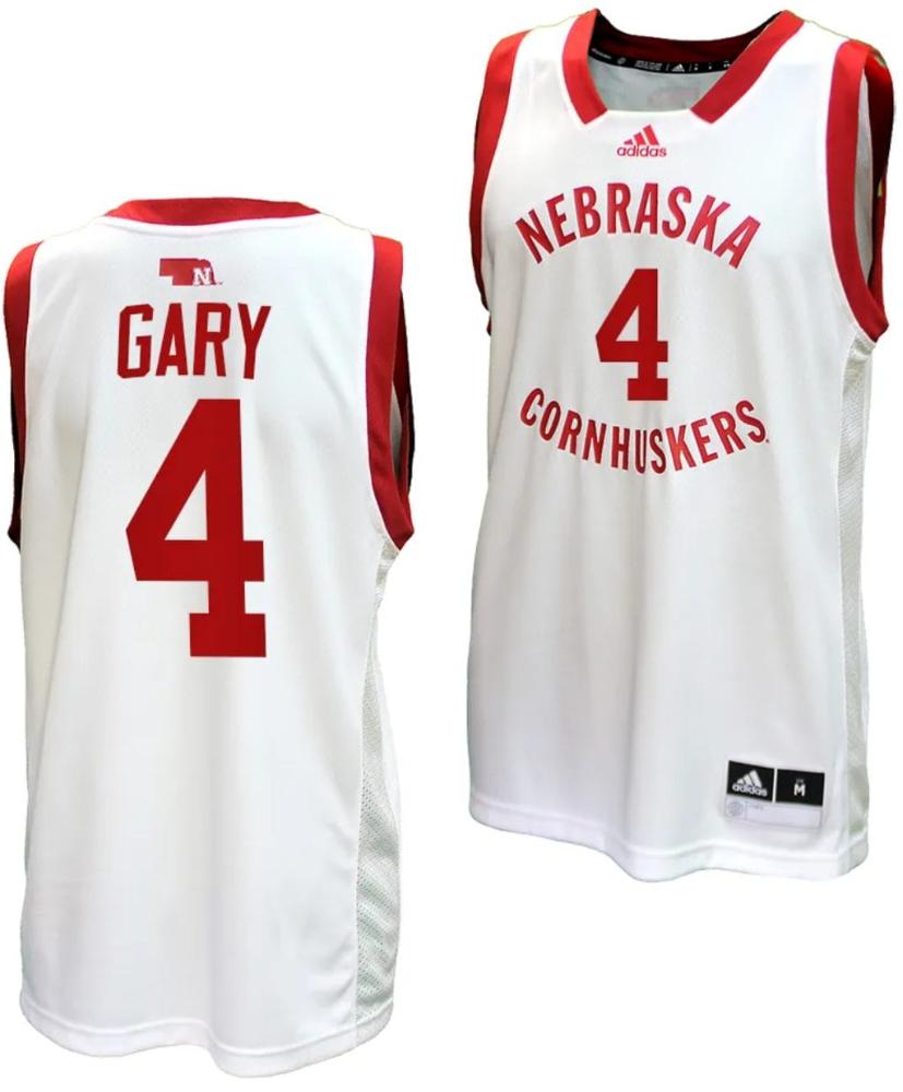 Juwan Gary Jersey 4 Nebraska Cornhuskers Basketball Home Uniform 2023 24 White