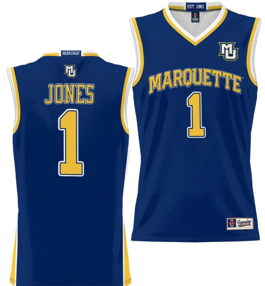 Kam Jones Jersey 1 Marquette Golden Eagles Nil Basketball Lightweight Navy