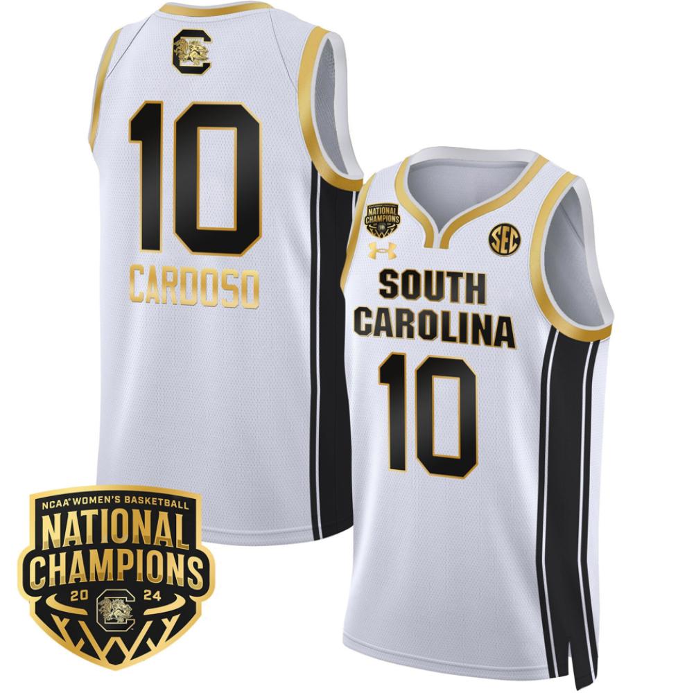 Kamilla Cardoso Jersey 10 South Carolina Gamecocks All Stitched White Gold