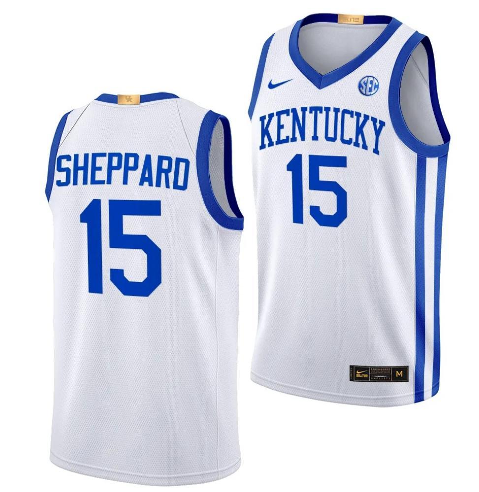 Kentucky Wildcats Ncaa 2023 24 Basketball Jersey Reed Sheppard 15 White Jerseys