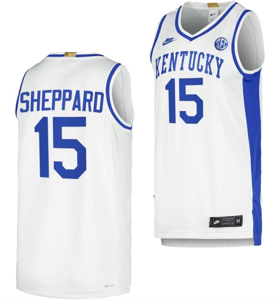 Kentucky Wildcats Reed Sheppard Jersey 15 Limited Retro Basketball White 2023 