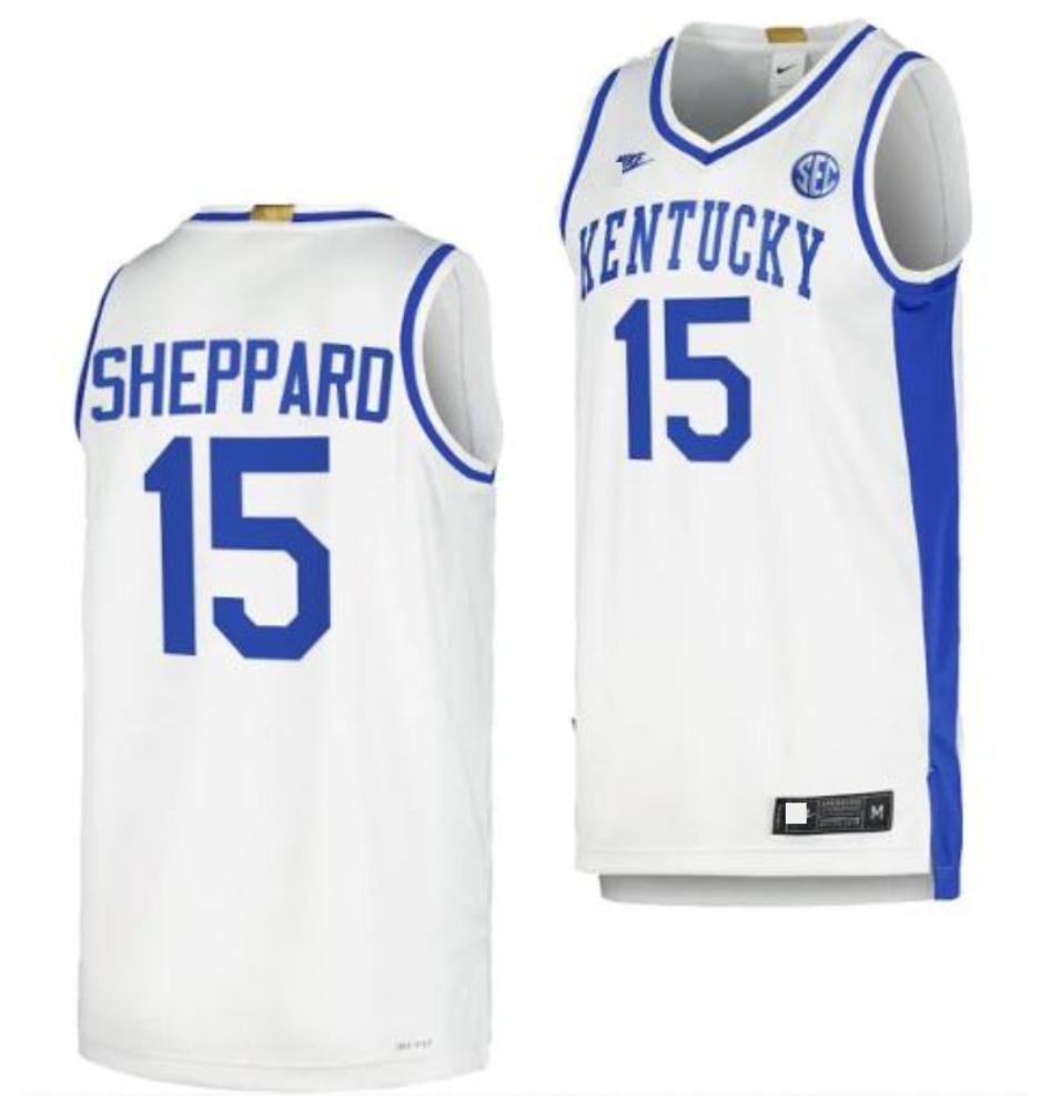Kentucky Wildcats Reed Sheppard Jersey 15 Limited Retro Basketball White