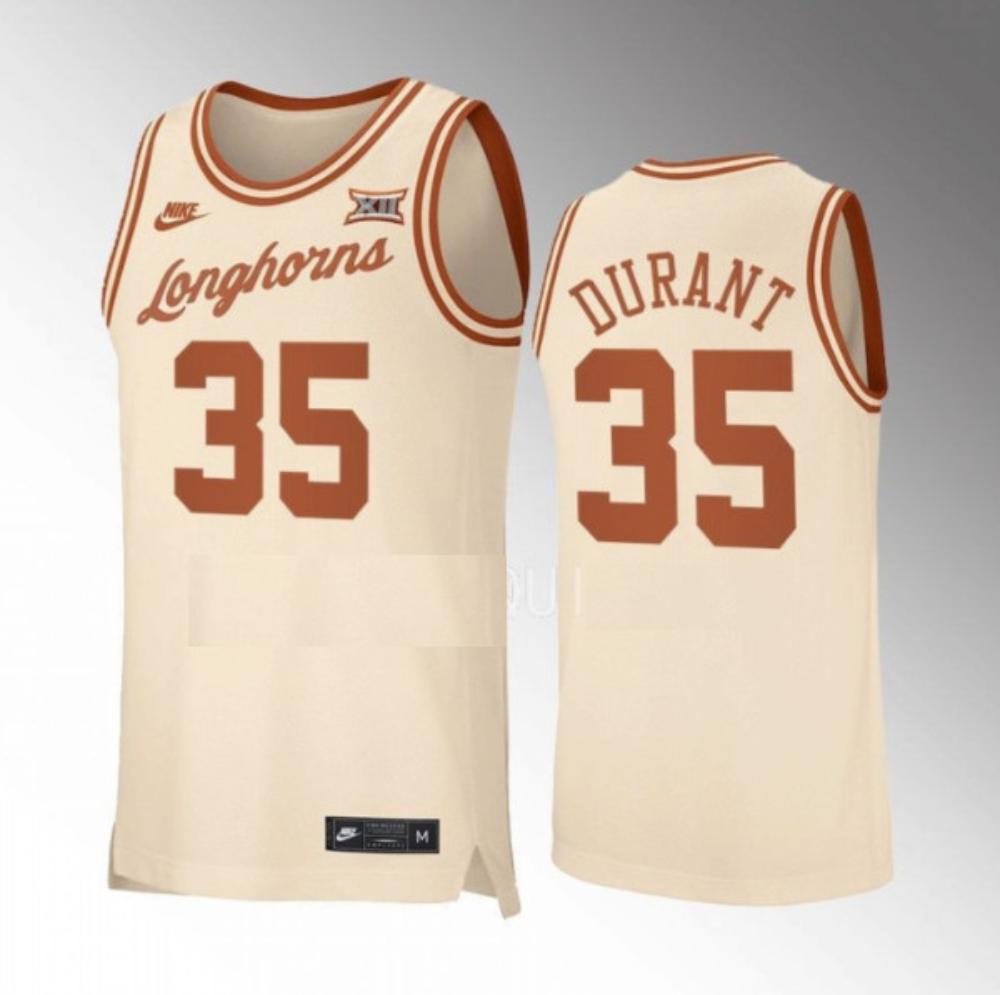 Kevin Durant 35 Ncaa Texas Longhorns Basketball College Jersey   Cream
