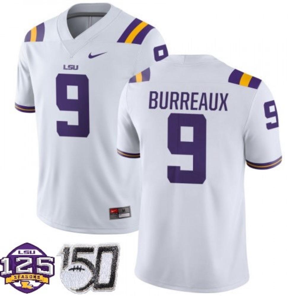Kids 150th Anniversary Lsu Tigers 9 Joe Burreaux Jersey White