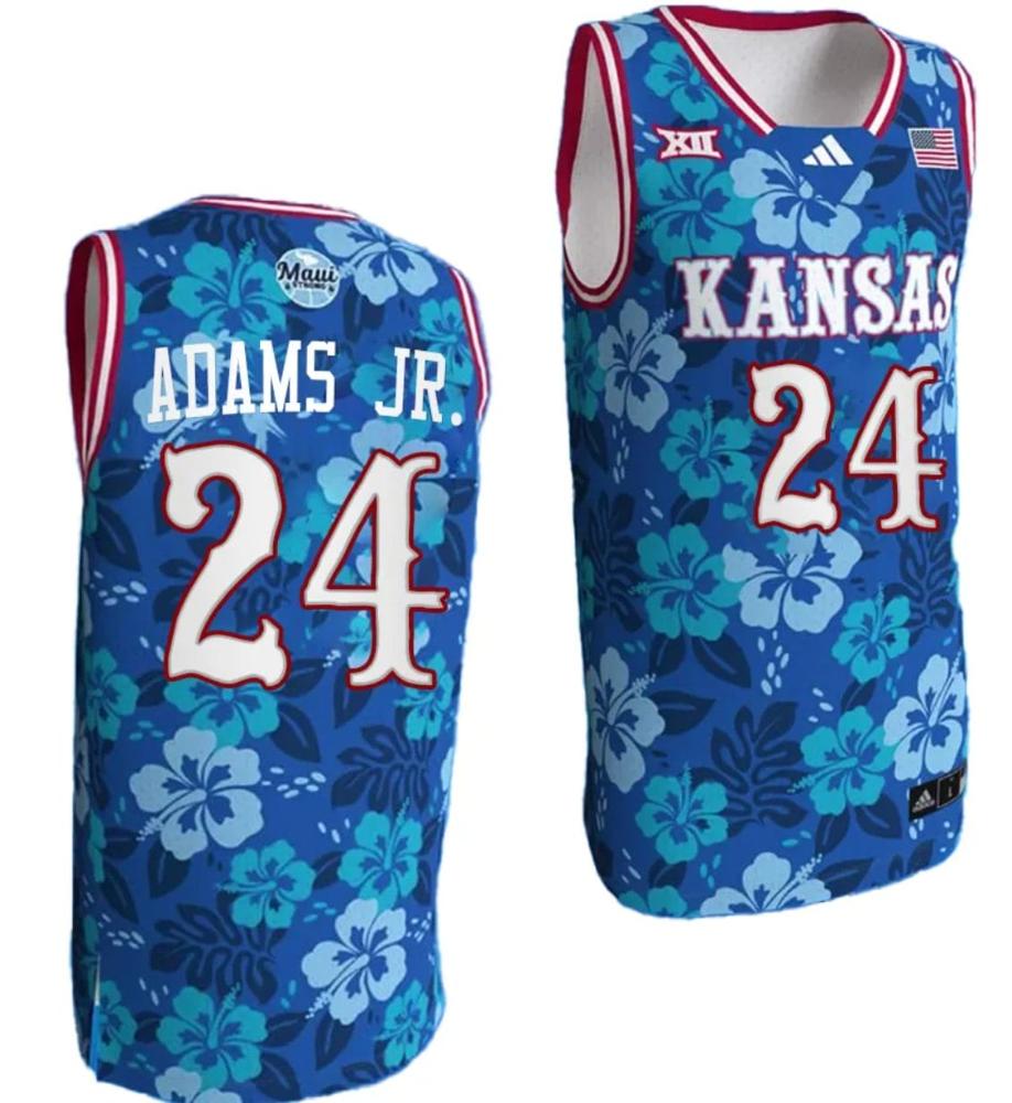 Kj Adams Jr Jersey 1 Kansas Jayhawks Bill Self Game College Basketball Blue Ma