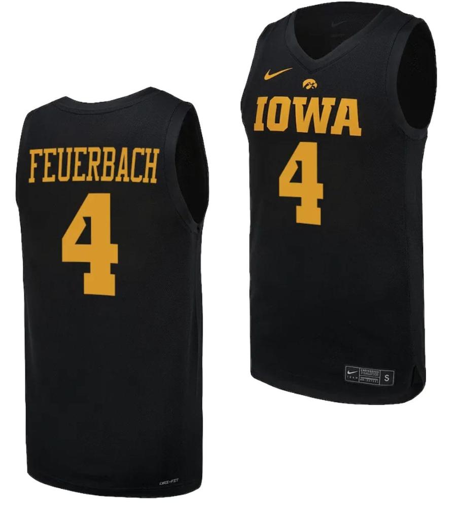 Kylie Feuerbach Jersey 4 Iowa Hawkeyes Basketball Uniform 2023 24 Black