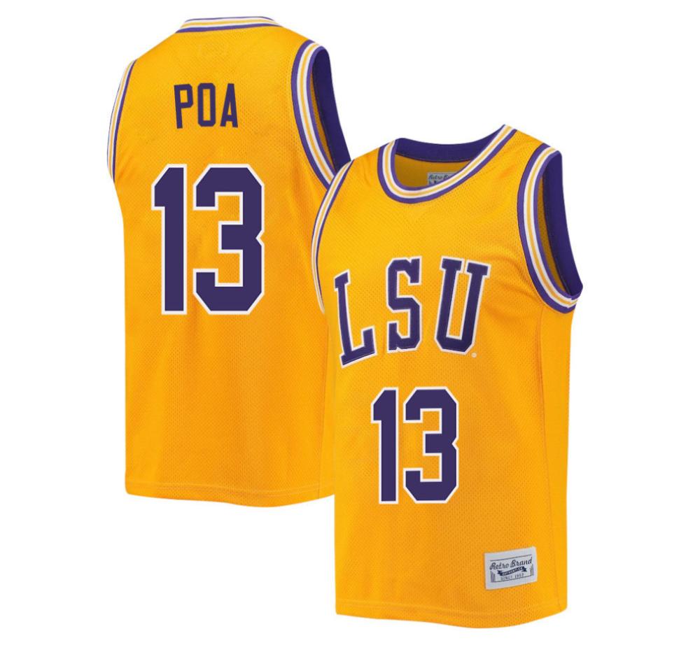 Last tear Poa 13 Lsu Tigers College Basketball Ncaa Jersey Retro  Gold