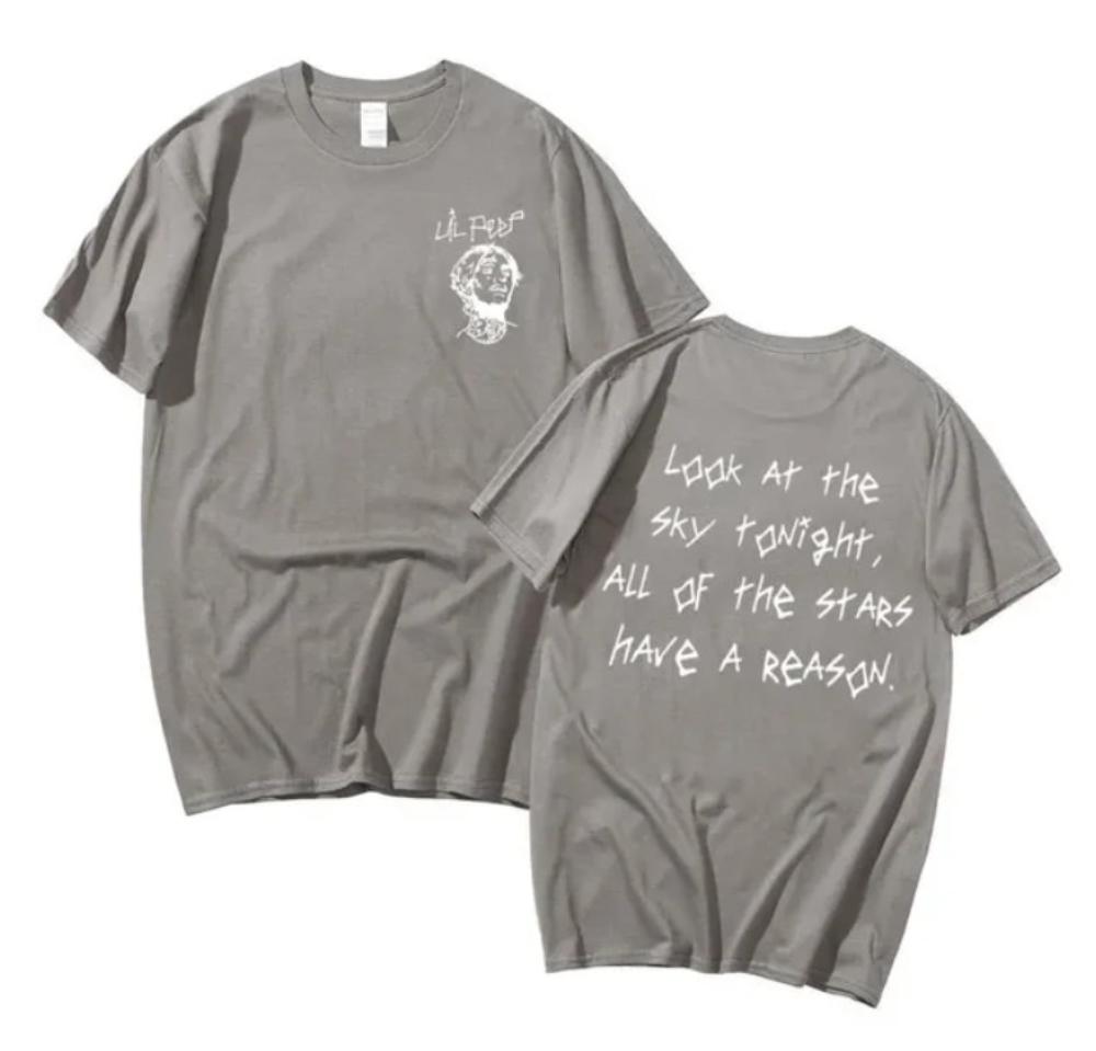 Lil Peep look At The Sky Tonight All Of The Stars Have A Reason Tshirt Grey