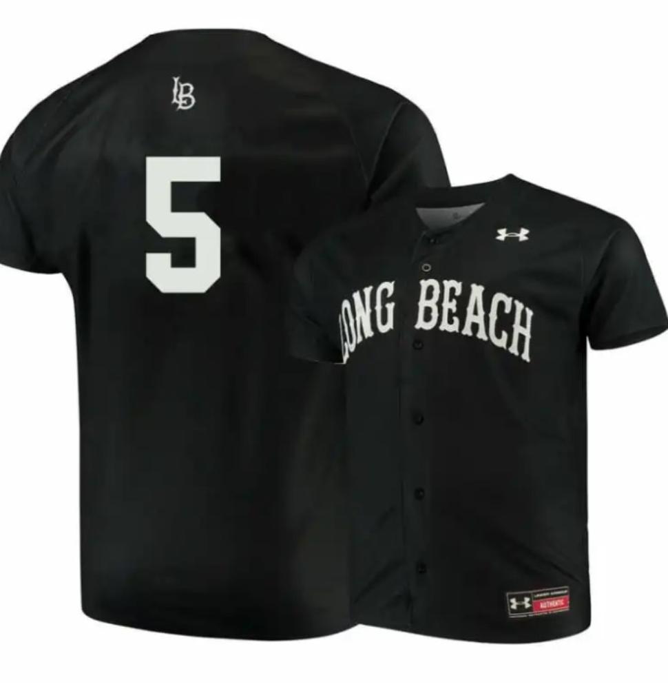 Long Beach State Dirtbags 5 Chase Luttrell Black Baseball Jersey