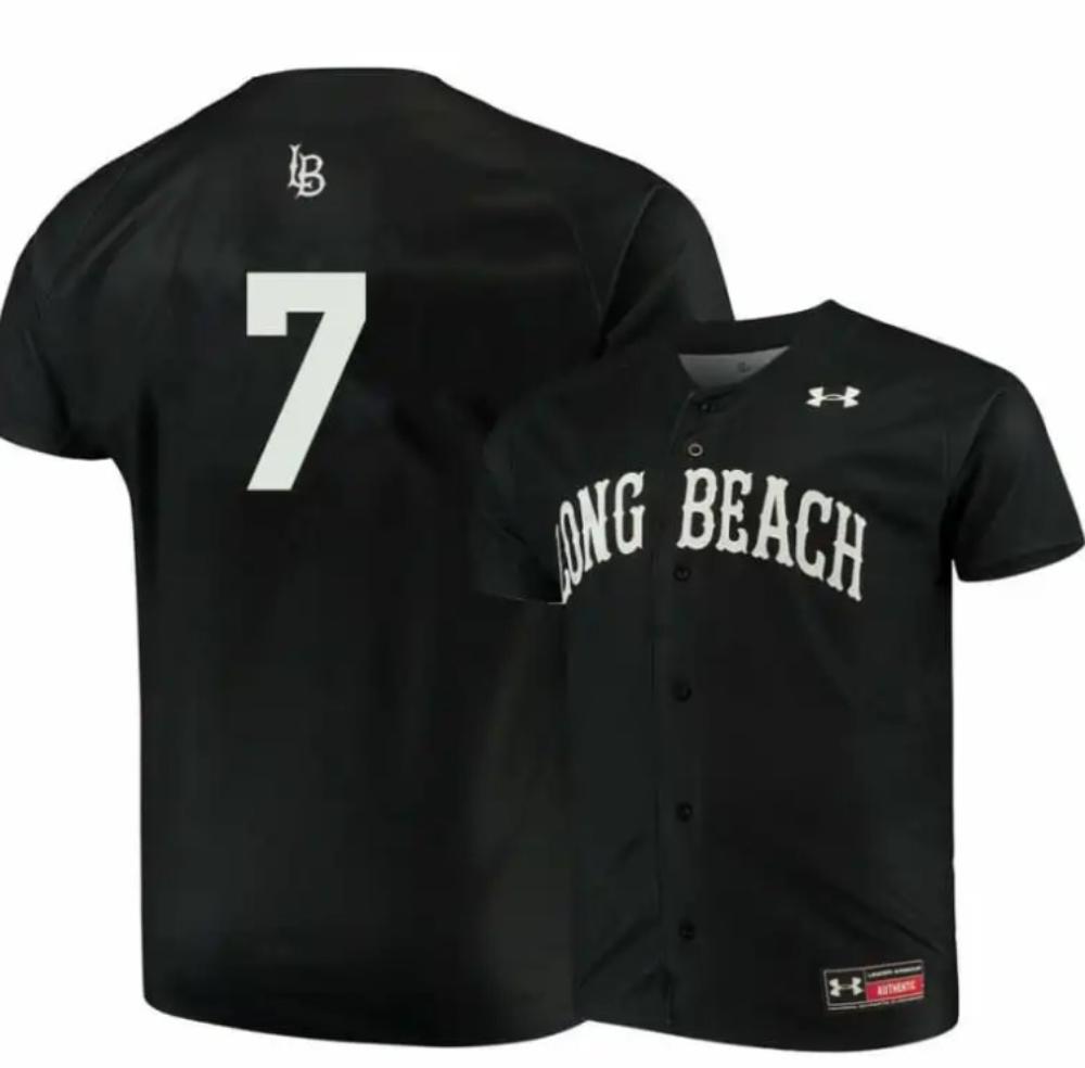 Long Beach State Dirtbags 7 Leonard Jones Black Baseball Jersey