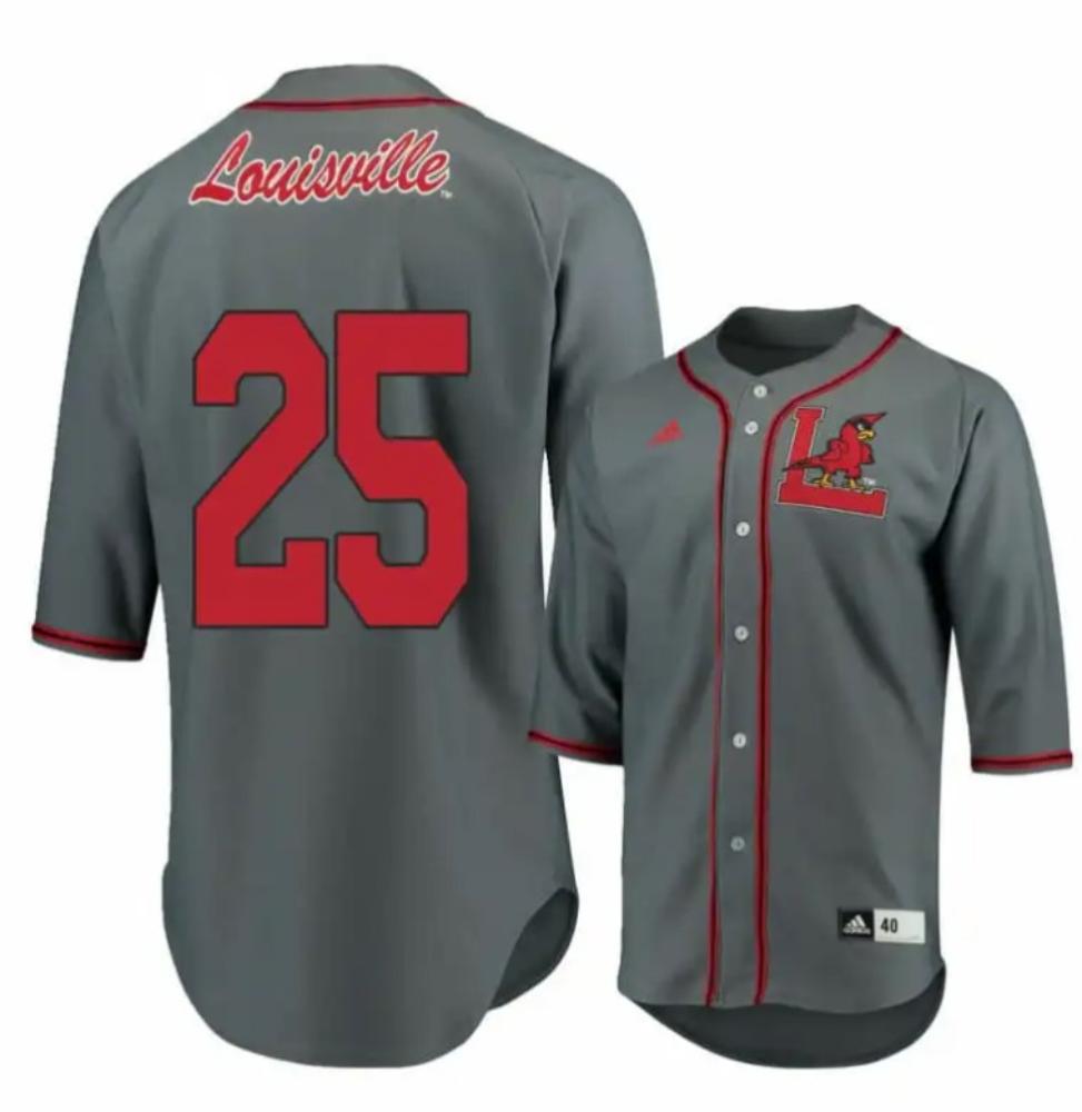 Louisville Cardinals 25 Jared Poland Gray Baseball Jersey