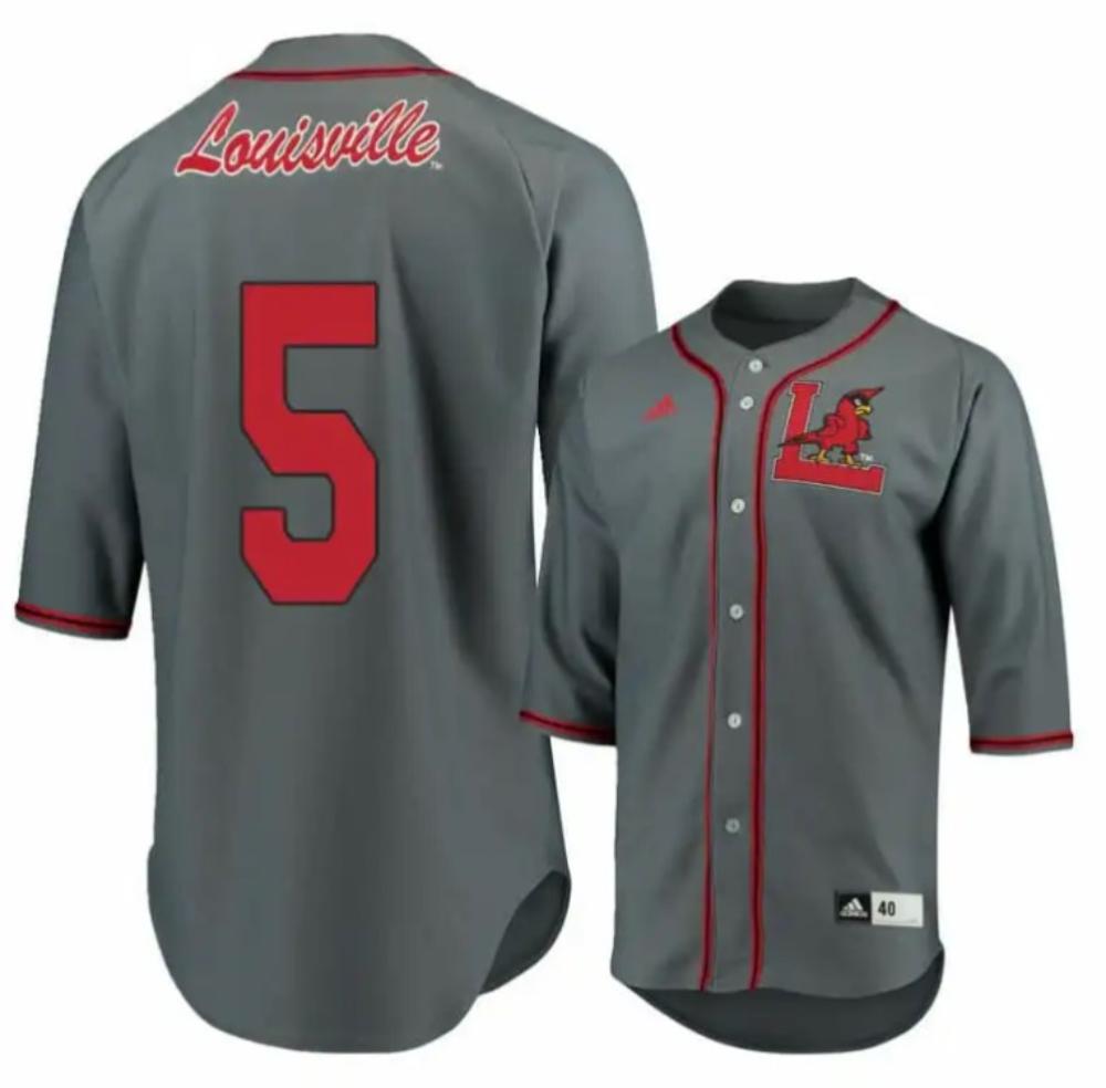Louisville Cardinals 5 Levi Usher Gray Baseball Jersey