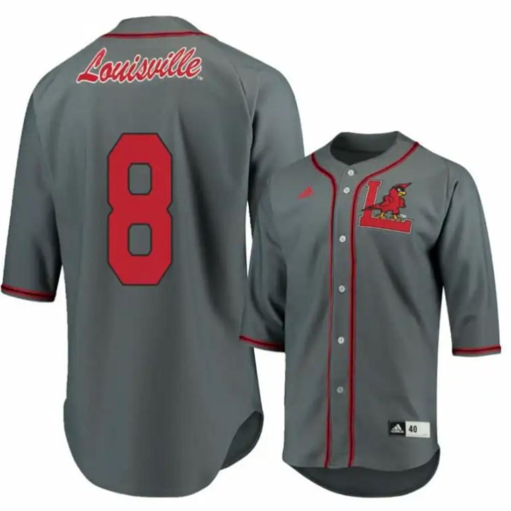 Louisville Cardinals 8 Luke Brown Gray Baseball Jersey