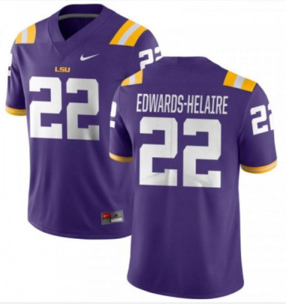 Lsu Tigers 22 Clyde Edwards helaire Purple Stitched College Football Jersey