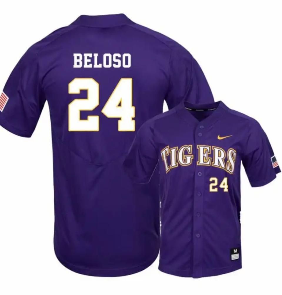 Lsu Tigers 24 Cade Beloso Purple Elite College Baseball Jersey