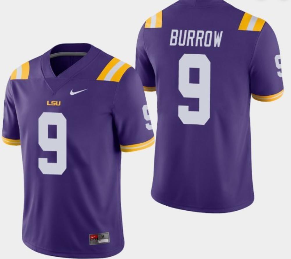 Lsu Tigers 9 Joe Burrow Purple Stitched College Football Jersey