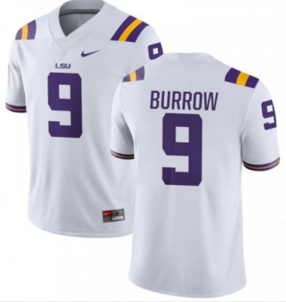 Lsu Tigers 9 Joe Burrow White Stitched College Football Jersey