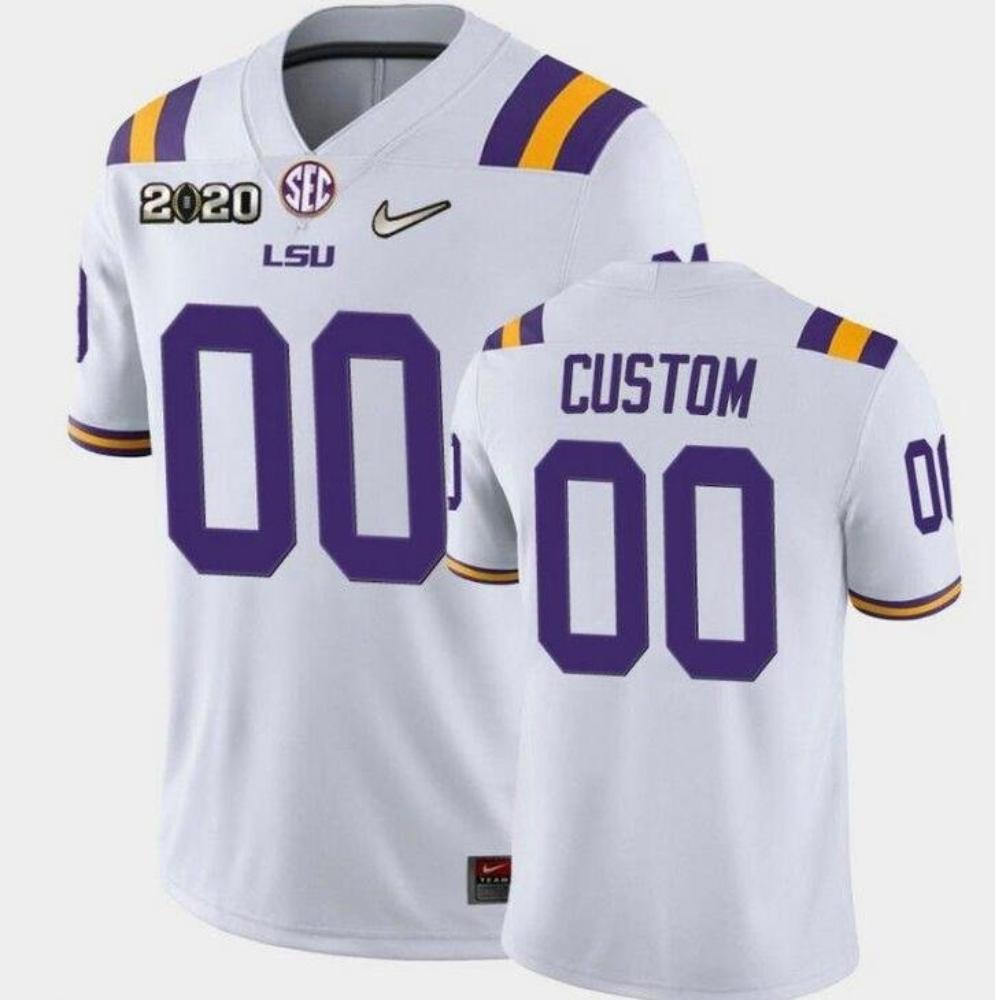 Lsu Tigers Customized White 2020 National Championship Limited Stitched Footbal
