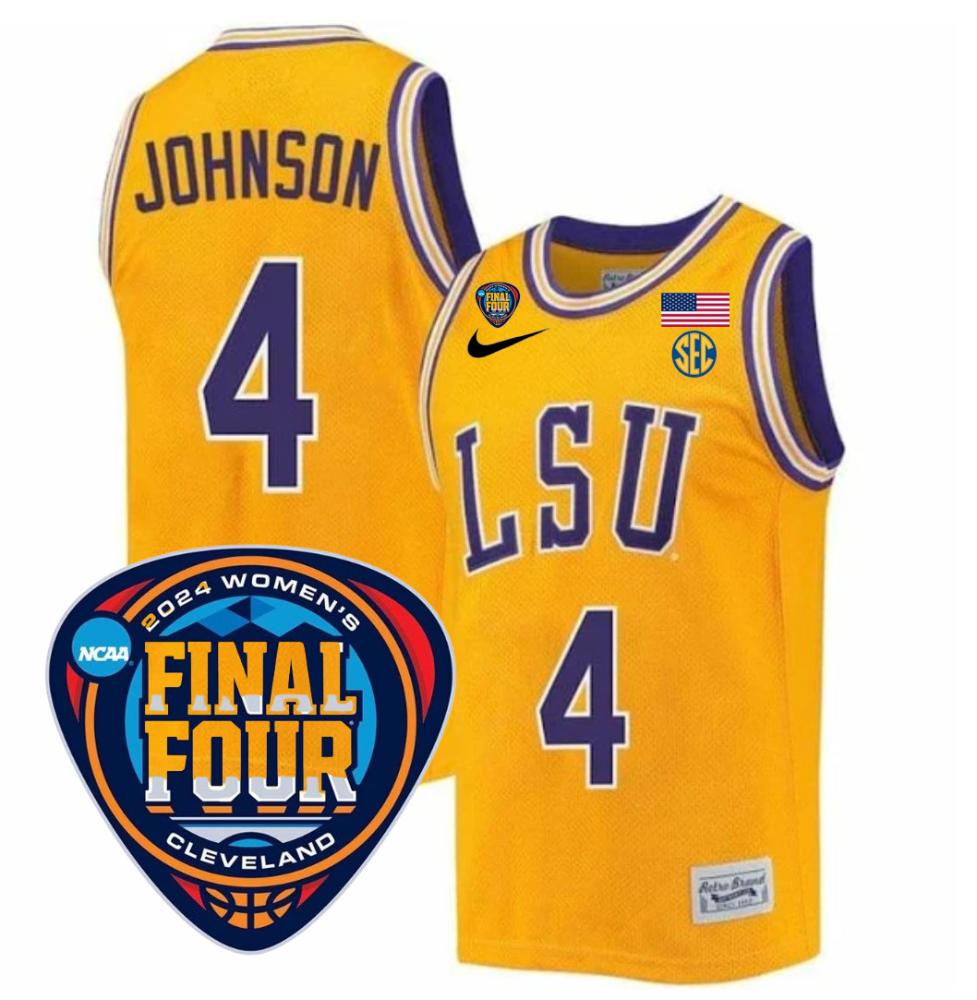 Lsu Tigers Flaujae Johnson 4 Jersey 2024 Womens Basketball National Champions