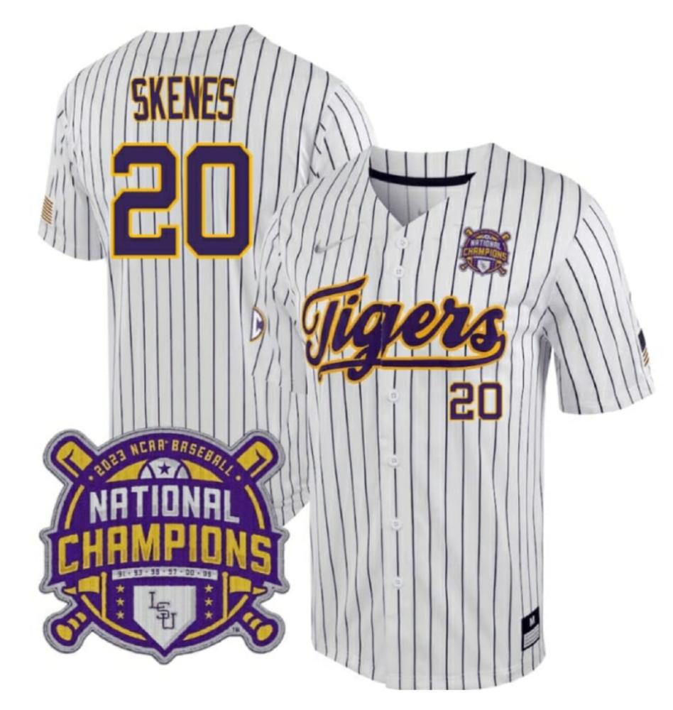 Lsu Tigers Paul Skenes Jersey 20 Ncaa College Baseball Stitched White Stripe