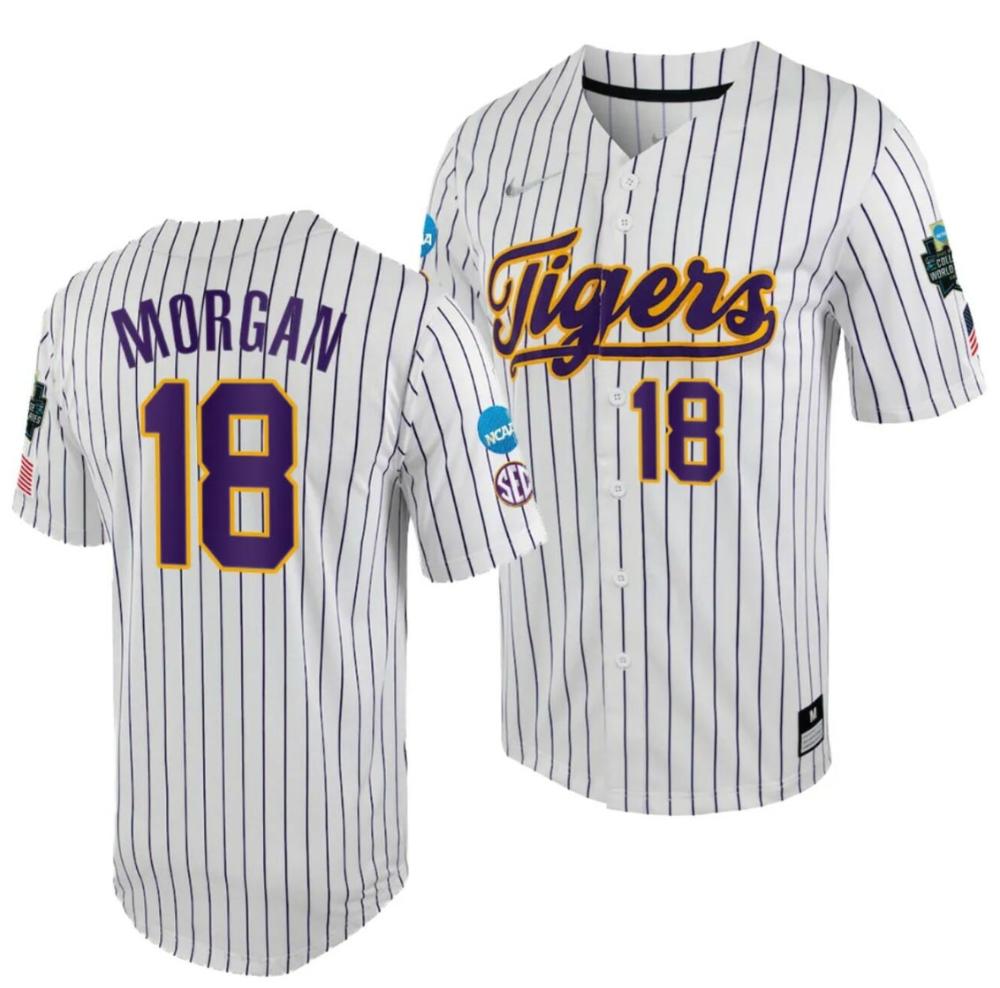 Lsu Tigers Tre Morgan Jersey 18 Ncaa College Baseball Stitched White Stripe