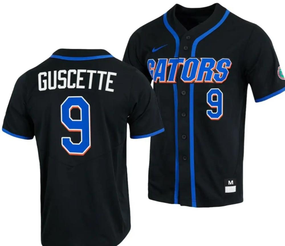 Mac Guscette Jersey Florida Gators College Baseball Full button Black 9
