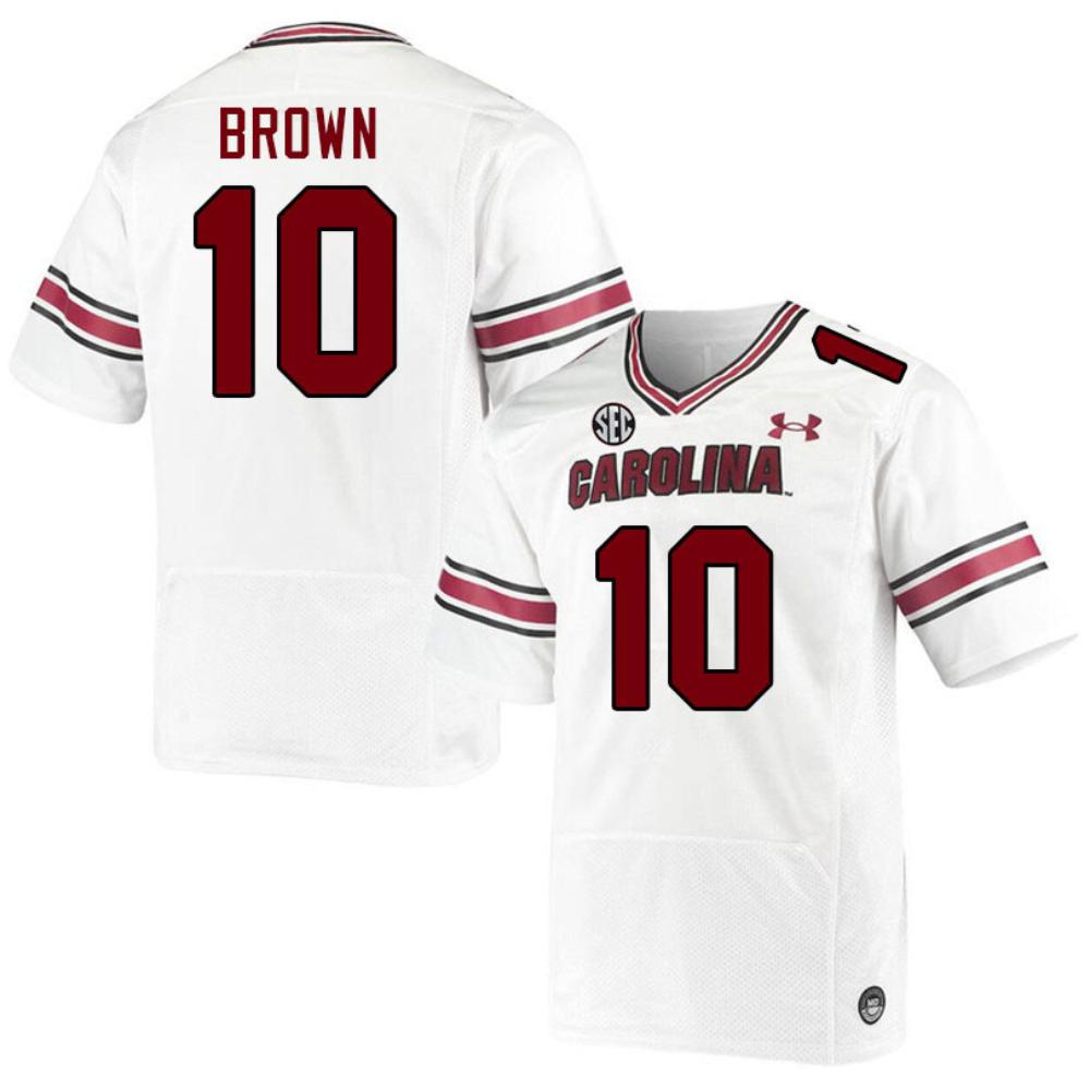 Men 10 Ahmarean Brown South Carolina Gamecocks Football Jerseys Stitched White