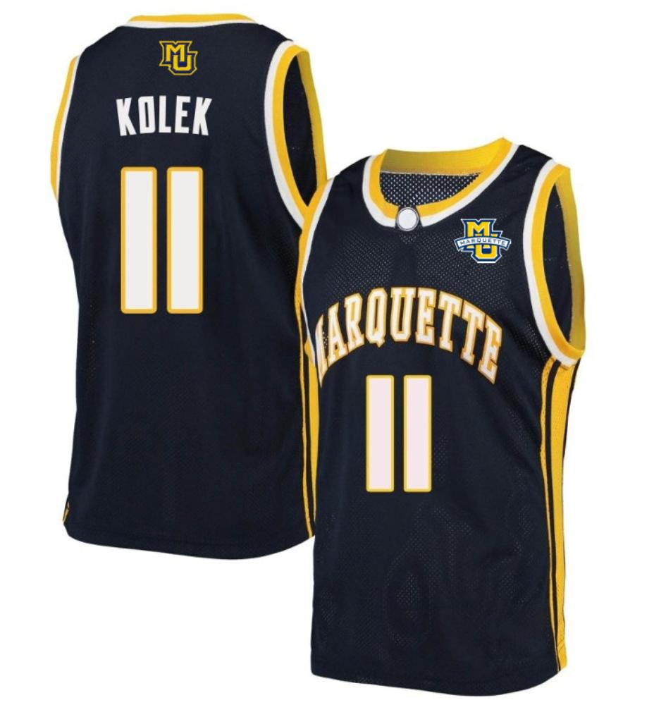 Men 11 Tyler Kolek Marquette Golden Eagles College Basketball Jersey Navy