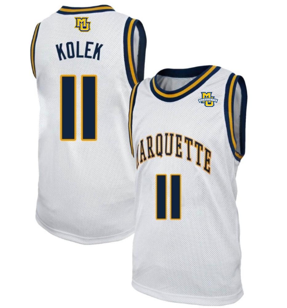 Men 11 Tyler Kolek Marquette Golden Eagles College Basketball Jersey White