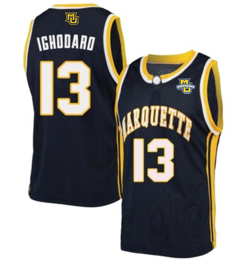 Men 13 Oso Ighodaro Marquette Golden Eagles College Basketball Jersey Navy