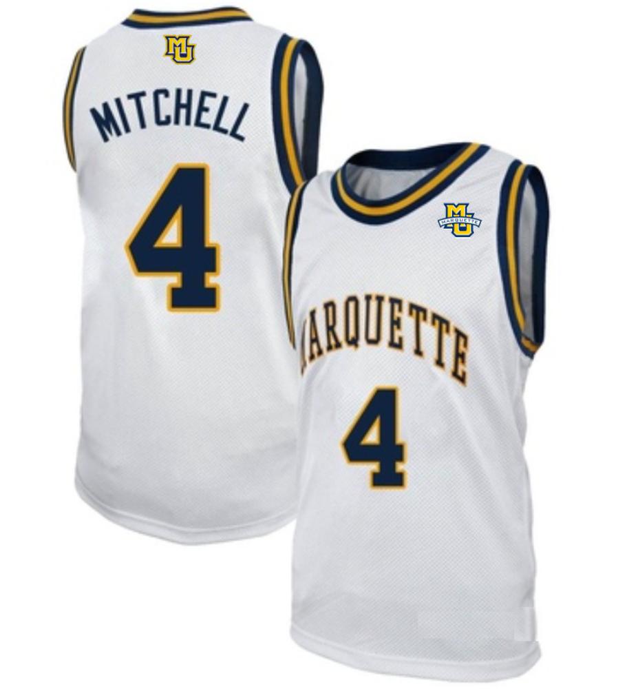 Men 4 Stevie Mitchell Marquette Golden Eagles College Basketball Jersey White