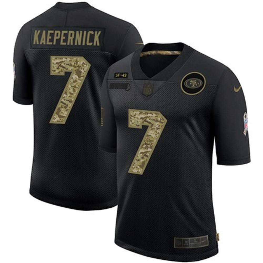 Men 49ers 7 Colin Kaepernick Jersey Black Camo 2020 Salute To Service