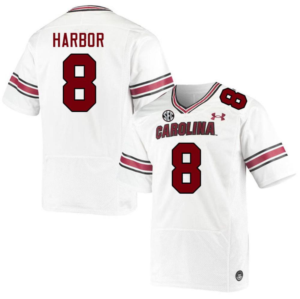 Men 8 Nyck Harbor South Carolina Gamecocks Football Jerseys Stitched White