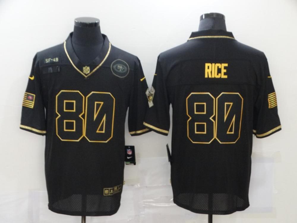 Men 80 Jerry Rice San Francisco 49ers Jersey Salute To Service Black And Gold