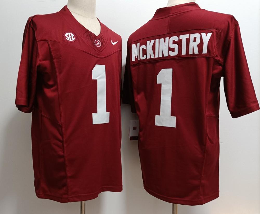 Men Alabama Crimson Tide 1 Mckinstry Red 2023 Fuse Jersey