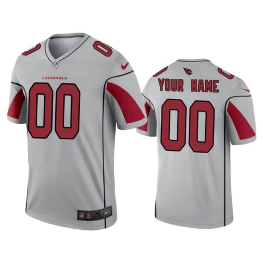 Men Arizona Cardinals Custom Jersey Silver Legend Football Stitched
