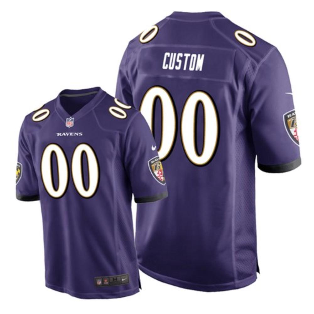 Men Baltimore Ravens Custom Jersey Purple Game Sewn Football Stitched