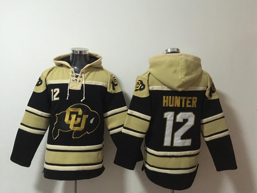 Men Buffaloes 12 Travis Hunter Black Brown Hoodie