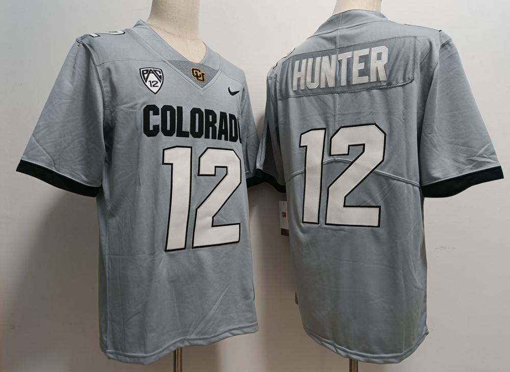 Men Buffaloes 12 Travis Hunter Grey Vapor Limited Jersey