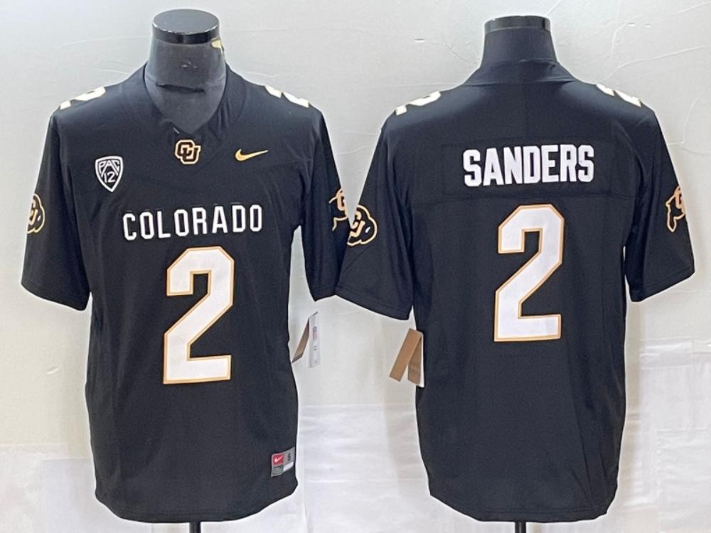 Men Buffaloes 2 Shedeur Sanders Black 2023 Fuse Vapor Limited Jersey