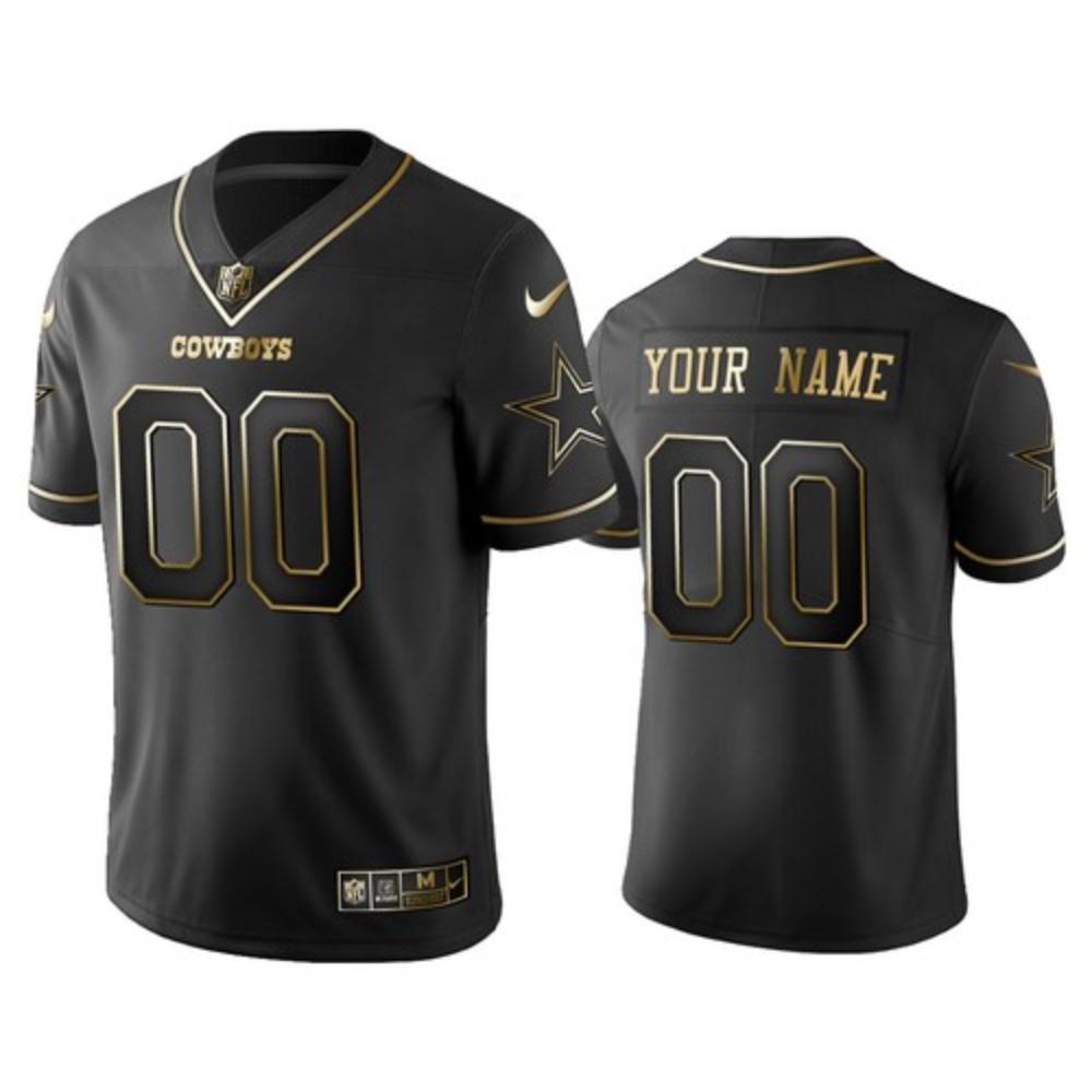 Men Dallas Cowboys Custom Jersey Black Golden 2020 Football Stitched