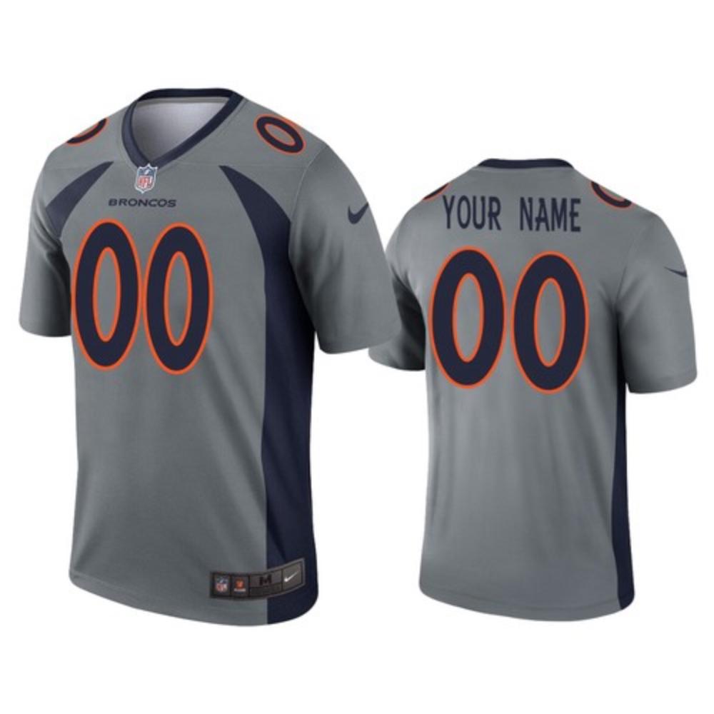 Men Denver Broncos Custom Jersey Grey 2020 Legend Football Stitched