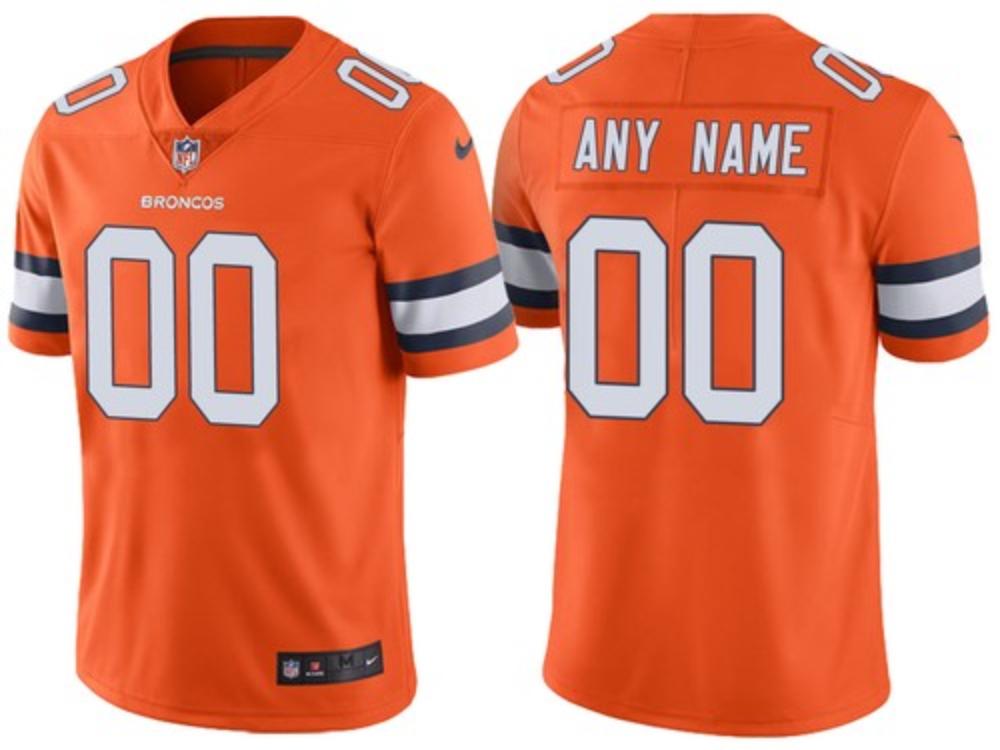 Men Denver Broncos Custom Jersey Orange 2020 Color Rush Football Stitched