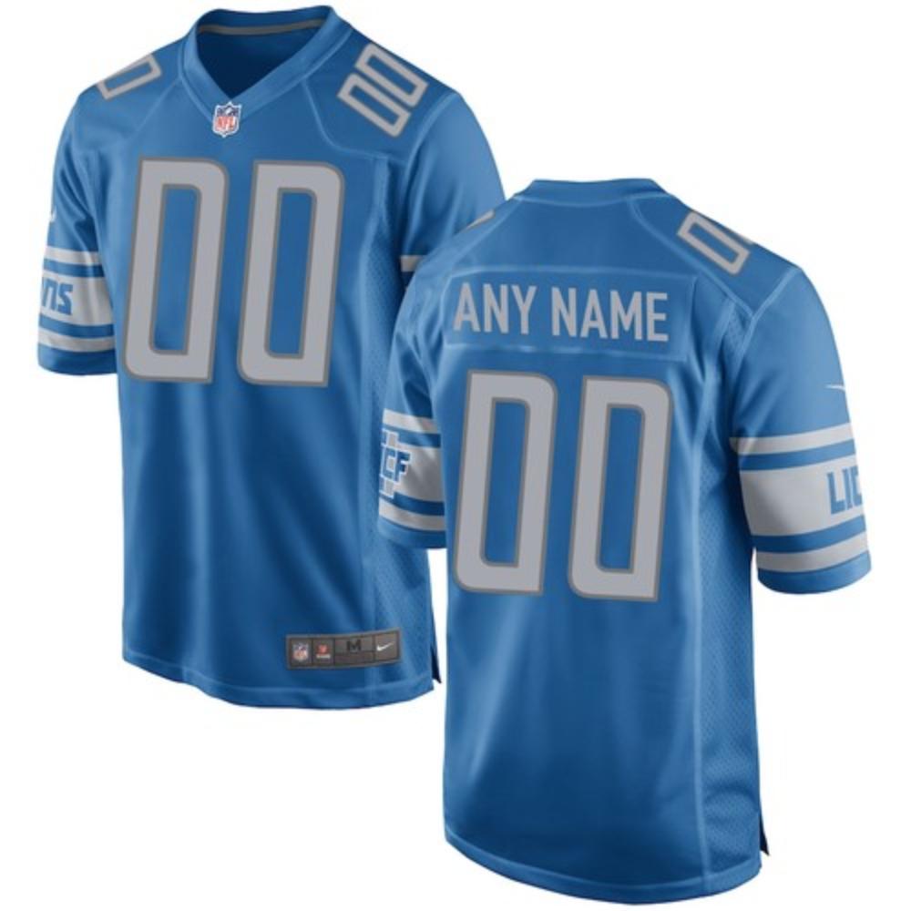 Men Detroit Lions Custom Jersey Blue 2020 Game Football Stitched