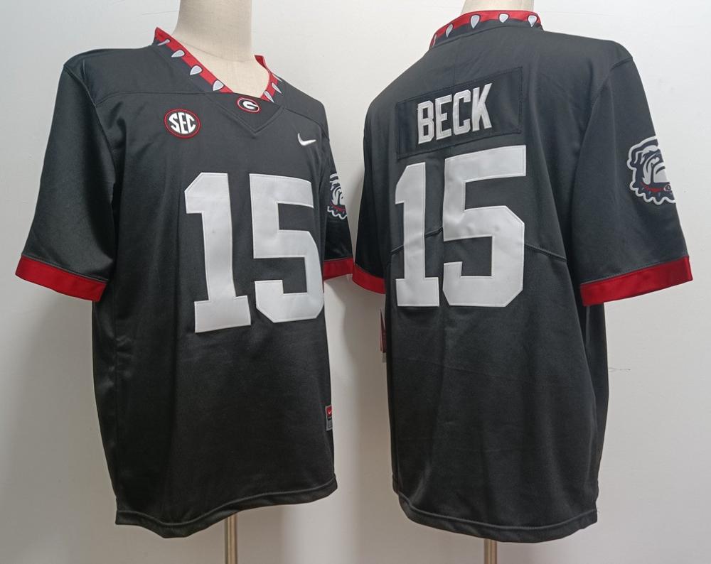 Men Georgia Bulldogs 15 Carson Beck Black Vapor Jersey