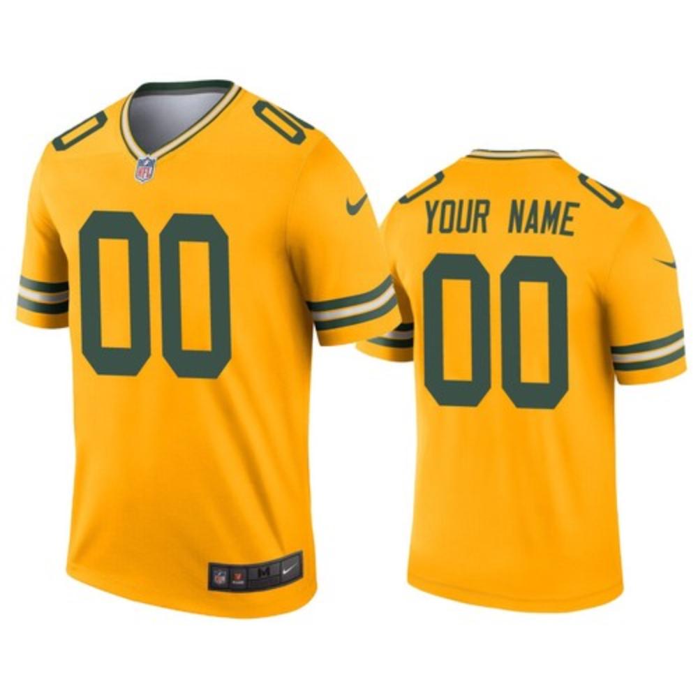 Men Green Bay Packers Custom Jersey Gold 2020 Legend Football Stitched